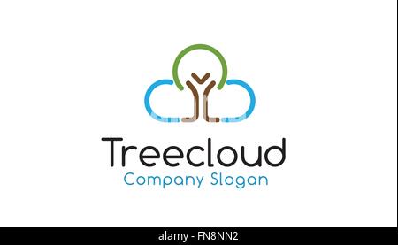 Illustration de la conception du symbole vectoriel du logo Tree Cloud Illustration de Vecteur