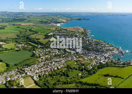 Une vue aérienne du village de Mevagissey et ses environs côte de Cornouailles Banque D'Images