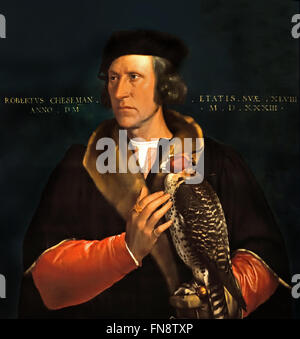 Portrait de Robert Cheseman (1485-1547), 1533 Hans Holbein le Jeune 1497 - 1543 Allemand Allemagne ( l'inscription latine nous indique l'identité de cet homme noble : Robert Cheseman, 48 ans en 1533. Cheseman était le chef de l'English falconer king Henry VIII, une position honorable. Il est de caresser l'oiseau sur sa main avec un geste tendre. ) Banque D'Images