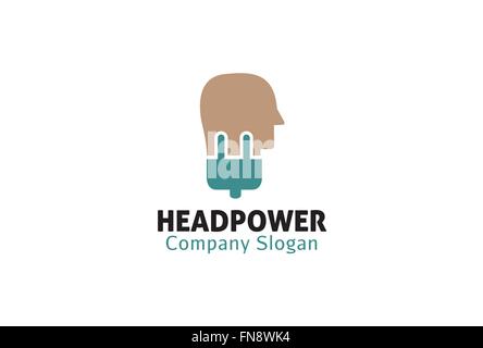 Illustration de la conception du symbole vectoriel du logo de la fiche mâle d'alimentation de la tête Illustration de Vecteur