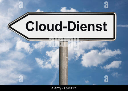 Photo détail d'un panneau avec le titre Cloud-Dienst Cloud-Service (allemand) Banque D'Images