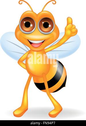 Bee cartoon thumb up Illustration de Vecteur