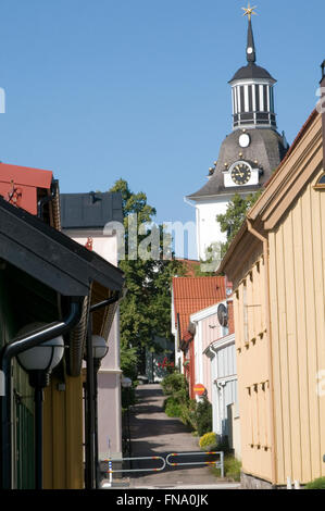 Gamla vastervik Sweden vieux bâtiments en bois construction en bois suédois town villes bâtiment bâtiments traditionnels ruelle st Banque D'Images