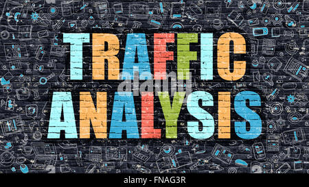 Concept d'analyse du trafic avec Doodle icônes de design. Banque D'Images