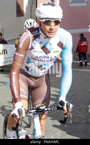 Foligno,Italie,11/03/2016 Matteo Montaguti au départ de la 4eme étape Montalto di Castro - Foligno de Tirreno Adriatico Banque D'Images