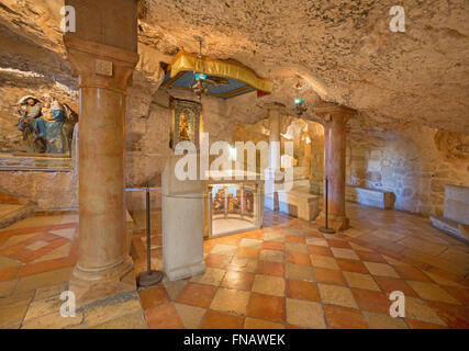 Bethléem, Israël - 6 mars 2015 : la grotte de 'Milk' Grotte chapelle. Banque D'Images