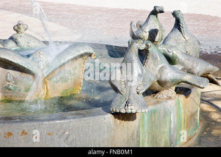 Jérusalem, Israël - 6 mars 2015 : Le détail de fontaine aux Lions situé dans un parc au Yemin Moshé. Banque D'Images