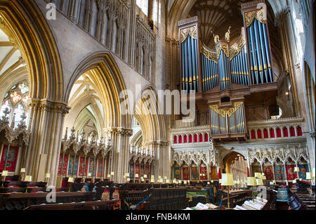 Wells Cathedral Quire / Choeur. Le Somerset, Angleterre. HDR Banque D'Images