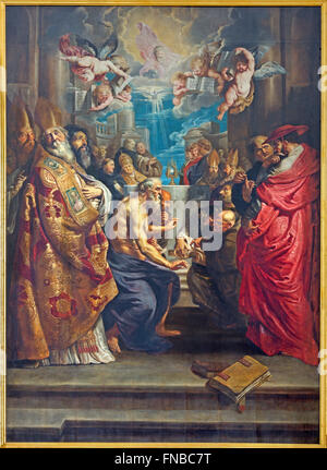 Anvers - 5 septembre : la dispute du Saint Sacrement par Peter Paul Rubens de l'année 1608 à St Pauls church (Paulskerk) Banque D'Images