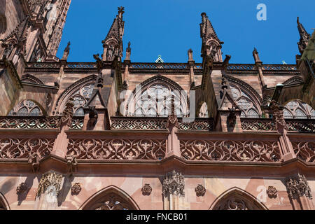 Façade de la Cathédrale Notre Dame de Strasbourg, Alsace France Banque D'Images