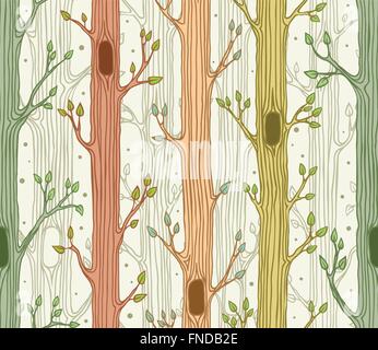 Modèle transparent avec des arbres forestiers, forêt en arrière-plan, au printemps Illustration de Vecteur