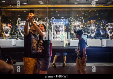 Showcase Coupes d'Europe. Musée du Real Madrid. Stade Santiago Bernabeu. Madrid. L'Espagne. Banque D'Images