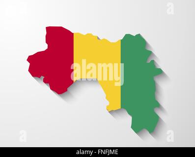 La guinée carte pays avec un drapeau et d'effet d'ombre présentation Illustration de Vecteur