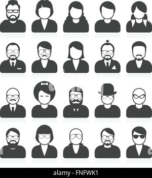 Les gens simples avatars et userpics de style différent et la coiffure Illustration de Vecteur