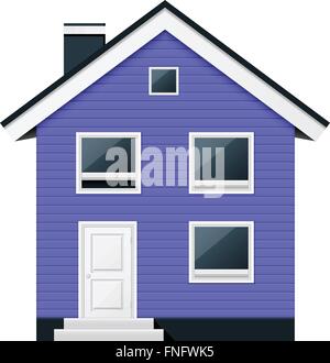 Bleu, deux étages maison de banlieue en bois dans un style scandinave Illustration de Vecteur