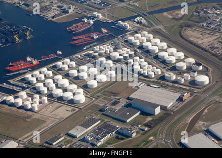 Vue aérienne de Oiltanking/Terminal Vopak à Amsterdam Banque D'Images