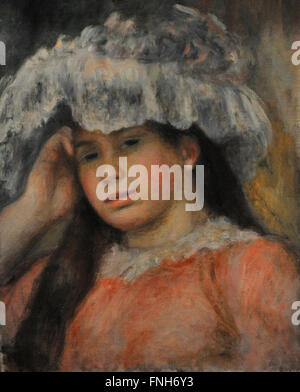 Pierre-Auguste Renoir (1841-1919). Le peintre français. De style impressionniste. Jeune fille dans un chapeau, ca. 1892. Huile sur toile. Le Musée de l'Ermitage. Saint Petersburg. La Russie. Banque D'Images