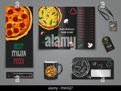 Menu Pizza cafe brochure Illustration de Vecteur
