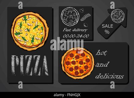 Menu Pizza cafe brochure Illustration de Vecteur