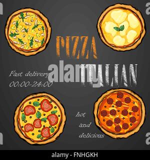 Menu Pizza cafe brochure Illustration de Vecteur