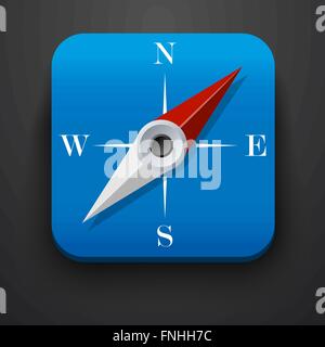 Boussole, billet d'icône Symbole sur bleu Illustration de Vecteur