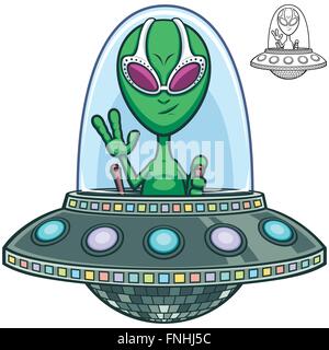 Caricature de soucoupe volante. Illustration de Vecteur