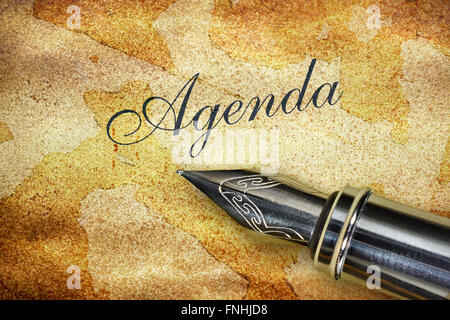 Gros plan de l'ergot d'un stylo et word Agenda Banque D'Images