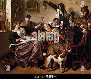 Comme l'ancien chanter, alors le jeune Pipe 1668 - 1670 1626 - 1679 Jan Steen Pays-bas Néerlandais Banque D'Images