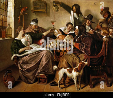 Comme l'ancien chanter, alors le jeune Pipe 1668 - 1670 1626 - 1679 Jan Steen Pays-bas Néerlandais Banque D'Images