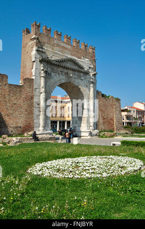 L'Italie, l'Emilie Romagne, Rimini, Arco d'Augusto, l'arc d'Auguste Banque D'Images