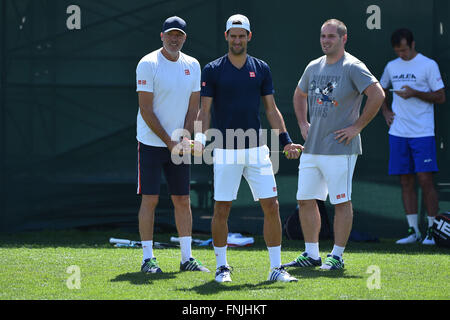 Indian Wells, en Californie, USA. 14Th Mar, 2016. BNP Paribas Open joué à l'Indian Wells Tennis Jardins. Novak Djokovic (SER) © Plus Sport Action/Alamy Live News Banque D'Images