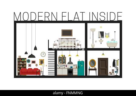 Appartement moderne dans la coupe. Illustration de Vecteur