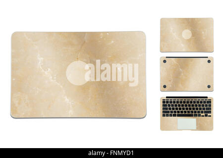 En cas de texture pour ordinateur portable sur fond blanc Banque D'Images