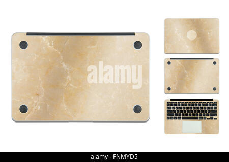 En cas de texture pour ordinateur portable sur fond blanc Banque D'Images