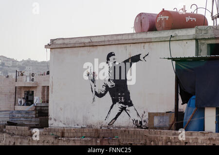 Graffitis sur les murs autour de Ramallah, Cisjordanie, Palestine Banque D'Images