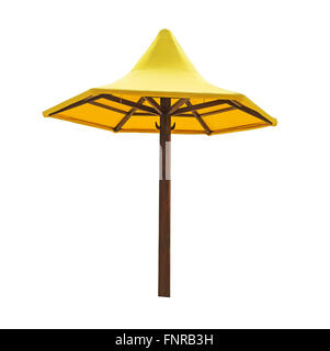 Parasol jaune isolé sur fond blanc Banque D'Images