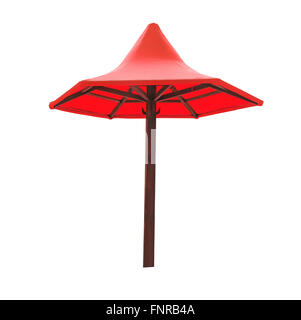 Parasol rouge isolé sur fond blanc Banque D'Images