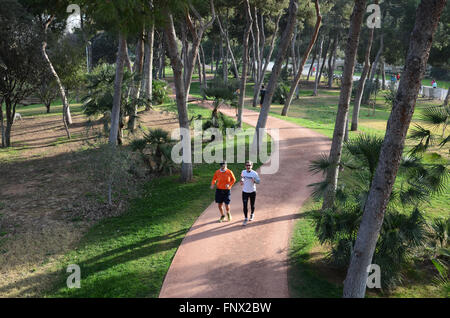 Le jogging dans le Jardin del Turia, Valencia Espagne Banque D'Images