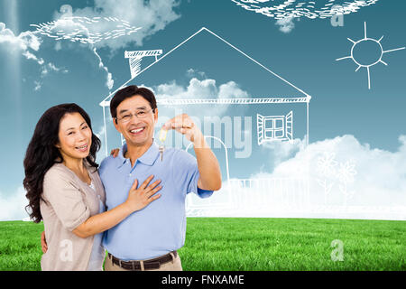 Portrait of couple holding un jeu de clés Banque D'Images