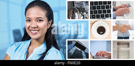 Composite image of smiling businesswoman posing for camera Banque D'Images