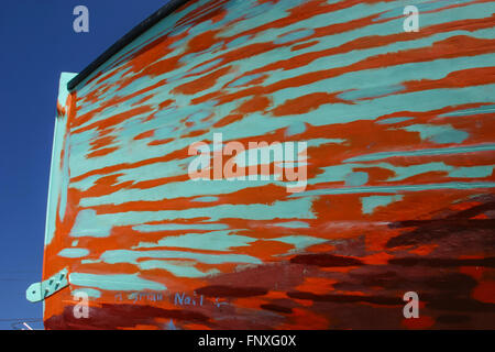 Un bateau de pêche est peint et la faire réparer à un chantier naval Newport Rhode Island Banque D'Images