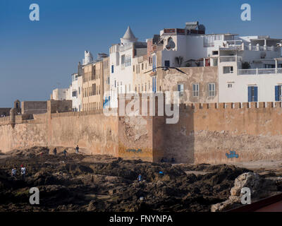 Maroc, Essaouira waterfront remparts Banque D'Images