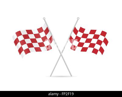 Illustration de drapeaux à damier rouge isolé sur fond blanc. Illustration de Vecteur