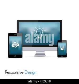 Web design réactif dans les dispositifs électroniques Illustration de Vecteur