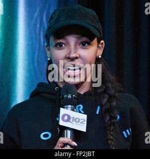 Bala Cynwyd, Pennsylvania, USA. 15 mars, 2016. American Singer-Songwriter Visites Tinashe Q102's Performance Theatre. Banque D'Images