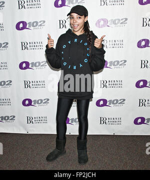 Bala Cynwyd, Pennsylvania, USA. 15 mars, 2016. American Singer-Songwriter Visites Tinashe Q102's Performance Theatre. Banque D'Images