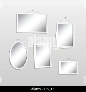 Illustration de miroirs suspendus sur un fond clair. Illustration de Vecteur