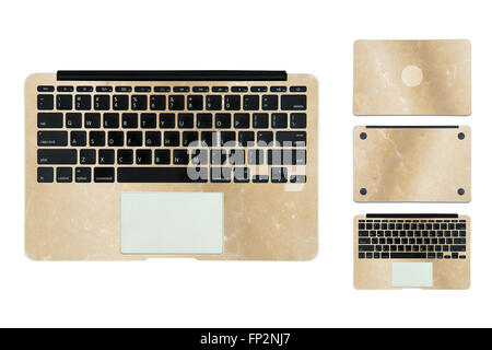 En cas de texture pour ordinateur portable sur fond blanc Banque D'Images