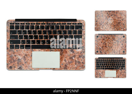 En cas de texture pour ordinateur portable sur fond blanc Banque D'Images