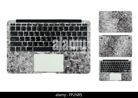 En cas de texture pour ordinateur portable sur fond blanc Banque D'Images